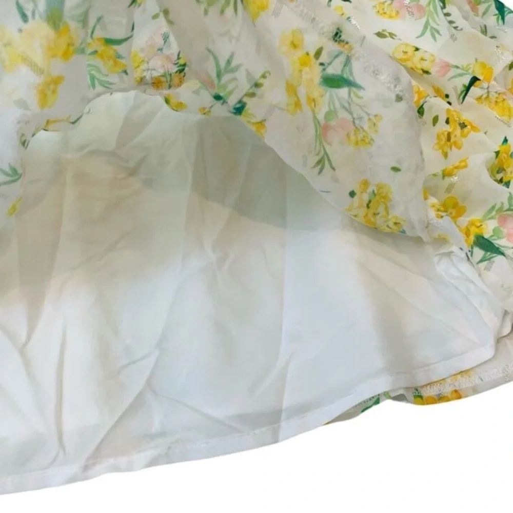 Mayoral Girls Yellow Floral Chiffon Dress